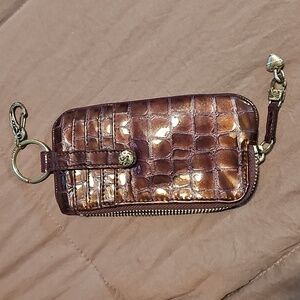 Brighton Twister Plum Croco Patent Learher Key & Card Holder